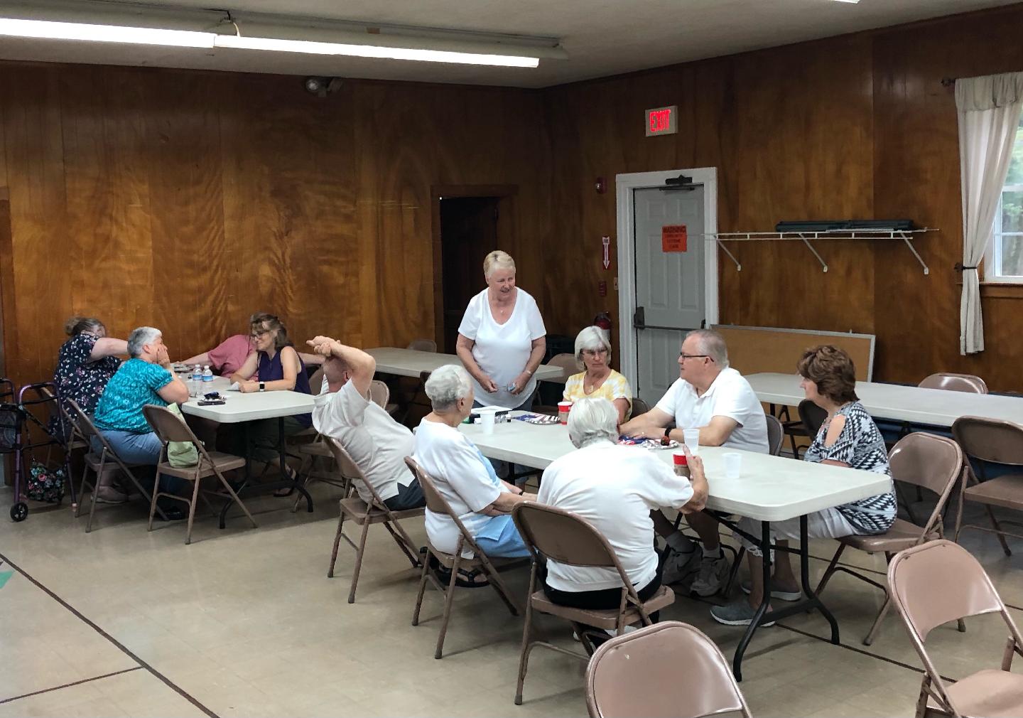 An image of the community joining together in fellowship before Wednesday night worship.