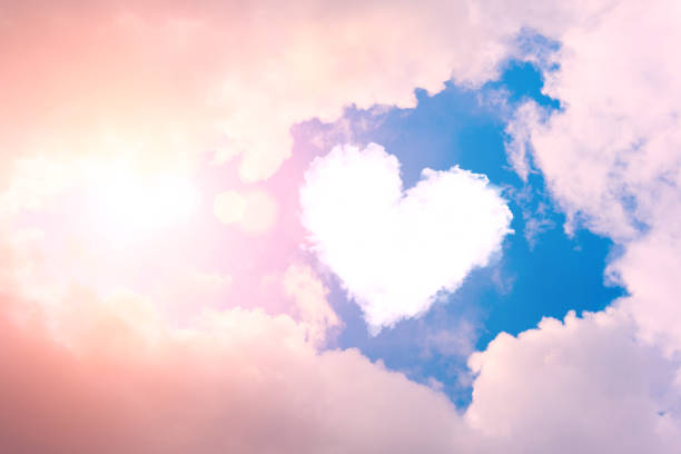 An image of a heart shaped cloud against a blue sky.